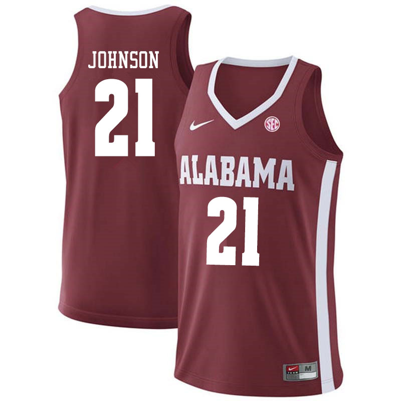 Men #21 Britton Johnson Alabama Crimson Tide College Basketball Jerseys Sale-Crimson